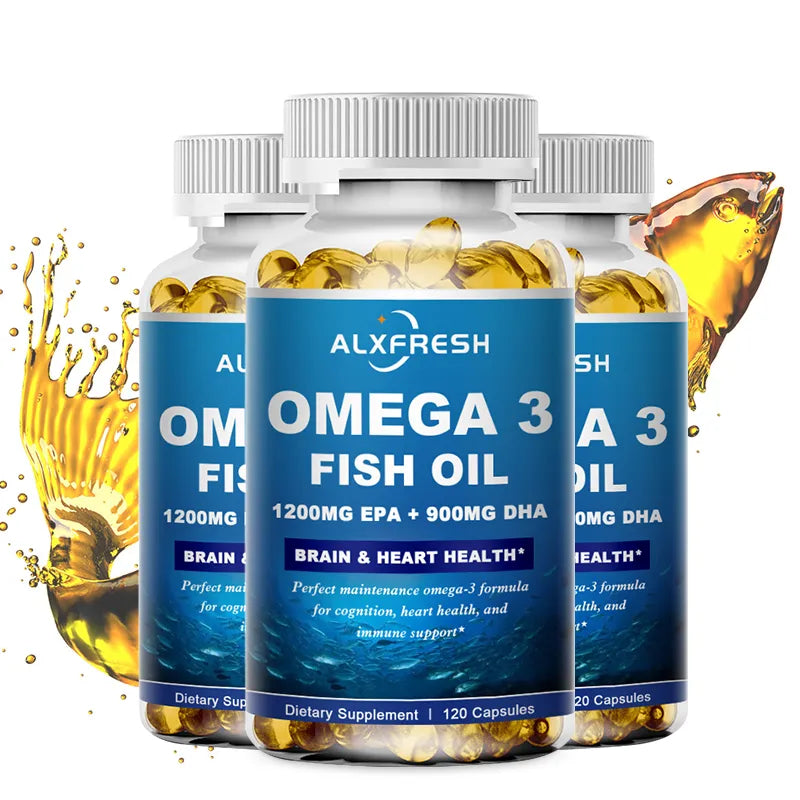 Omega-3 Fish Oil Capsules Dietary Supplement for Brain and Heart Health including EPA and DHA